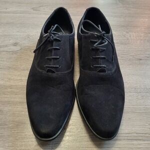 ASOS Mens Black Faux Suede Oxford Dress Shoes Lace Up Formal Almond Toe SIZE 9